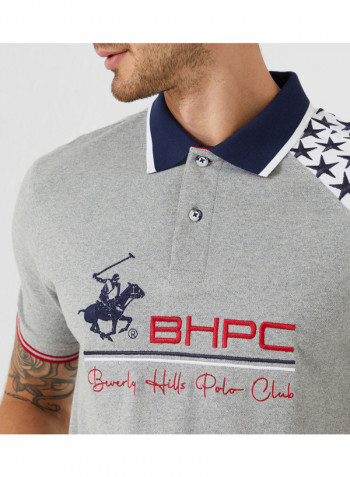 Stylish Collared Neck Polo Grey