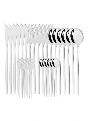 30-Piece Stainless Steel Cutlery Set Silver