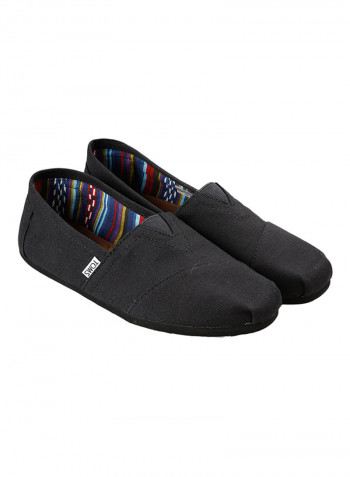 Solid Textured Slip Ons Black