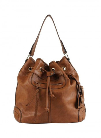 Synthetic Vegan Leather Crossbody Bag Brown