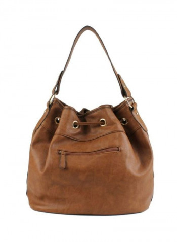 Synthetic Vegan Leather Crossbody Bag Brown