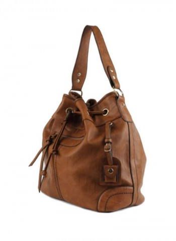 Synthetic Vegan Leather Crossbody Bag Brown