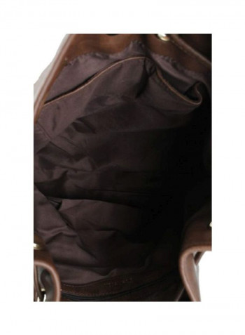 Synthetic Vegan Leather Crossbody Bag Brown