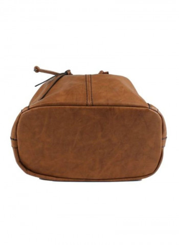 Synthetic Vegan Leather Crossbody Bag Brown