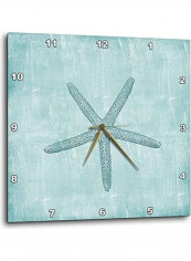 Aqua Starfish Abstract Beach Clock Green 10x10inch