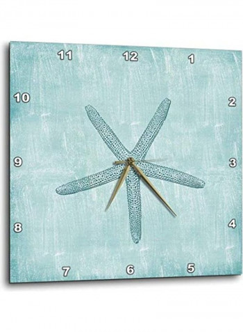 Aqua Starfish Abstract Beach Clock Green 10x10inch
