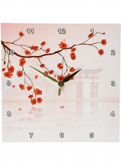 Beautiful Japanese Cherry Blossoms Printed Wall Clock Multicolour 10x10x0.1inch
