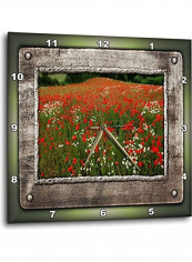Field Of Flowers Printed Analog Wall Clock Multicolour 13x13x0.1inch