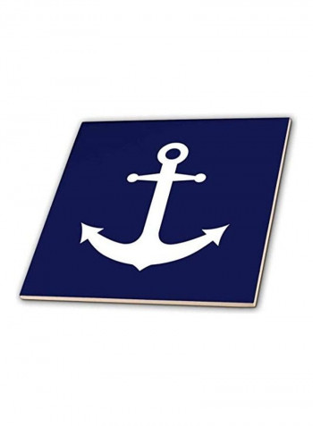 Nautical Anchor Design Ceramic Tile White/Blue