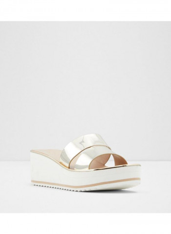 Ocigoveth Metallic Strap Wedge Sandals Gold