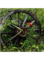 Old Wagon Wheel Themed Wall Clock Multicolour