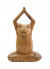Yoga Frog Wood Sculpture Brown 7.8 x 2.8 x 5inch
