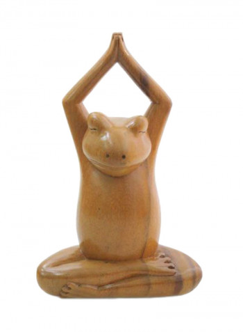 Yoga Frog Wood Sculpture Brown 7.8 x 2.8 x 5inch