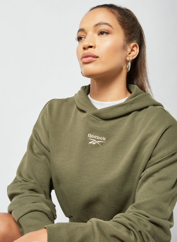 Classics Cropped Heavyweight Hoodie Army Green