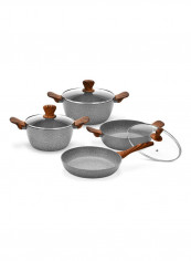 7-Piece Induction Bottom Cookware Set Light Grey 20x10.5cm
