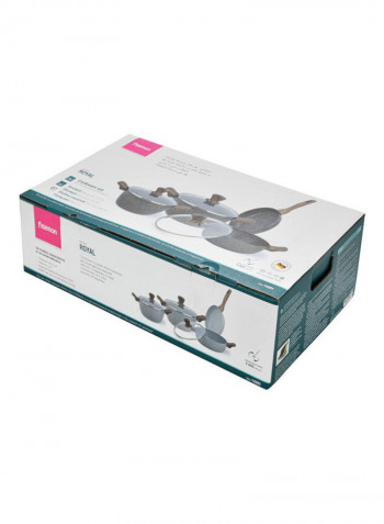 7-Piece Induction Bottom Cookware Set Light Grey 20x10.5cm
