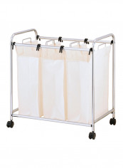Rolling Triple Laundry Sorter Bin multicolour 76.5x45.5x80cm reviews Rolling Triple Laundry Sorter Bin multicolour 76.5x45.5x80cm