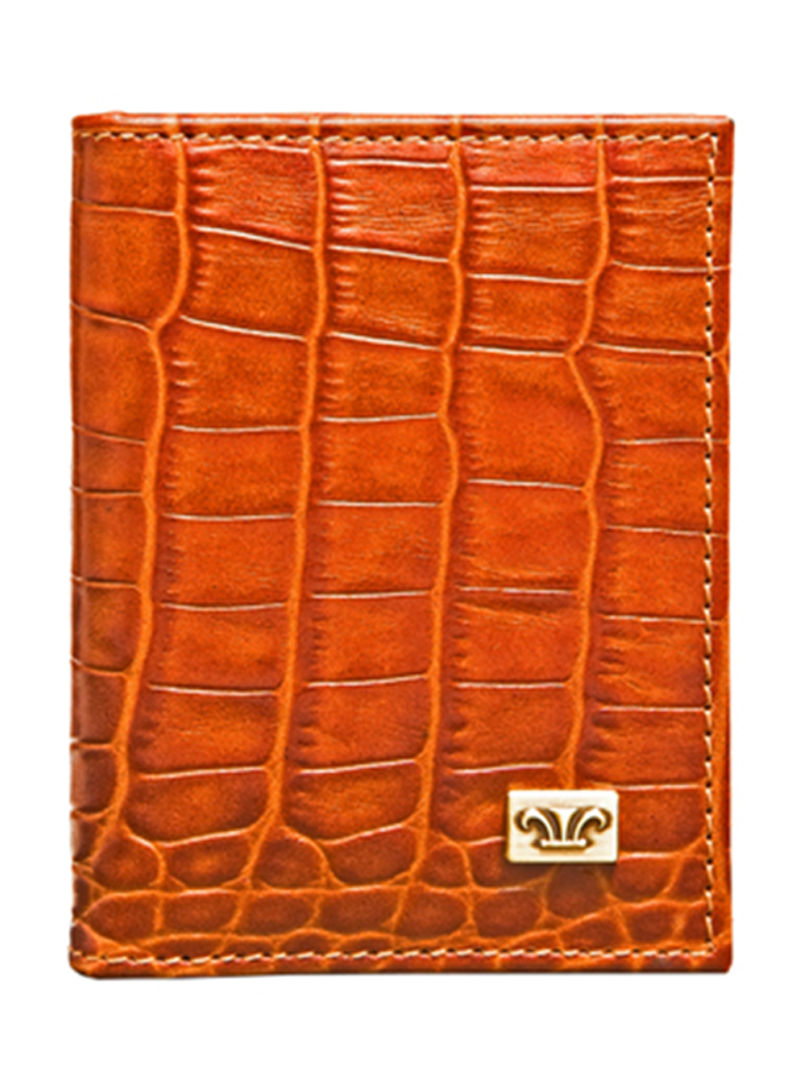 Writtet Croco Leather Card Holder Brown