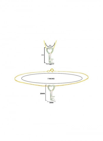 10 Karat Gold Key Shape Mother Of Pearl Jewellery Set
