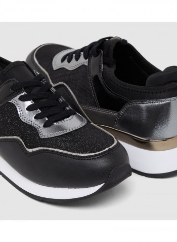 Comfortable Printed Low Top Sneakers Black/Grey