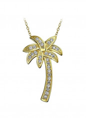 Gold Plated 925 Sterling Silver Cubic Zirconia Studded Pendant Necklace Gold/Clear
