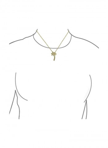 Gold Plated 925 Sterling Silver Cubic Zirconia Studded Pendant Necklace Gold/Clear