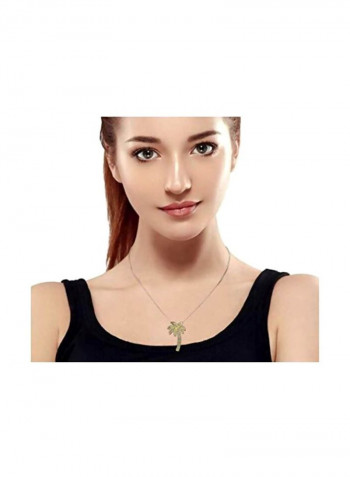 Gold Plated 925 Sterling Silver Cubic Zirconia Studded Pendant Necklace Gold/Clear
