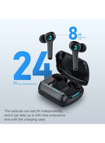 True Wireless Gaming Earbuds With SmartWatch WaterProof 20mm Silicone Strap Black