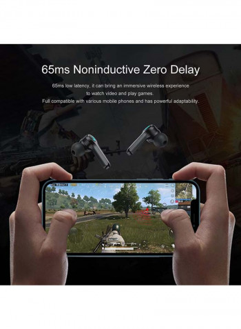 True Wireless Gaming Earbuds With SmartWatch WaterProof 20mm Silicone Strap Black