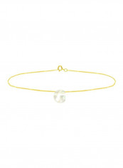 18 Karat Gold G Letter Mother Of Pearl Chain Bracelet