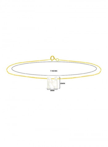 18 Karat Gold N Letter Mother Of Pearl Chain Bracelet