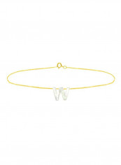 18 Karat Gold W Letter Mother Of Pearl Chain Bracelet