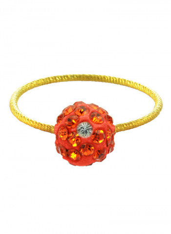 18 Karat Solid Yellow Gold Simple 10 mm Crystal Ball Ring