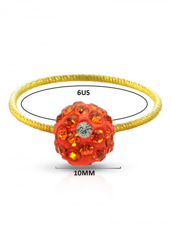 18 Karat Solid Yellow Gold Simple 10 mm Crystal Ball Ring