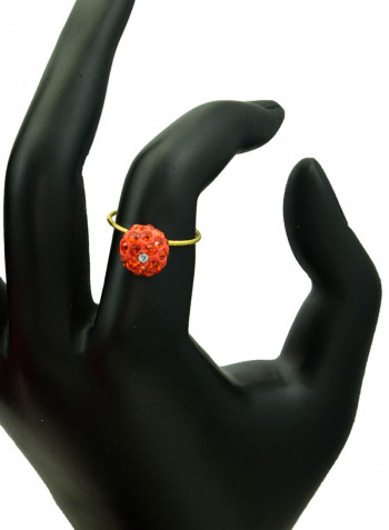 18 Karat Solid Yellow Gold Simple 10 mm Crystal Ball Ring