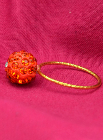 18 Karat Solid Yellow Gold Simple 10 mm Crystal Ball Ring