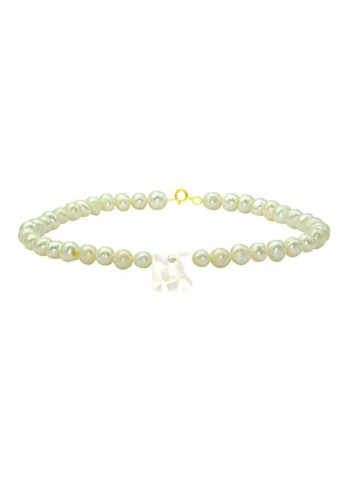 18 Karat Gold Pearls Strand Letter M Bracelet