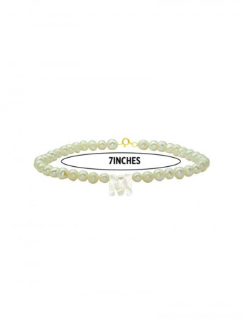 18 Karat Gold Pearls Strand Letter M Bracelet