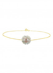 18 Karat Solid Yellow Gold 13 mm Mother Of Pearl Flower Shape With 4 mm Pearl Chain Bracelet reviews 18 Karat Solid Yellow Gold 13 mm Mother Of Pearl Flower Shape With 4 mm Pearl Chain Bracelet