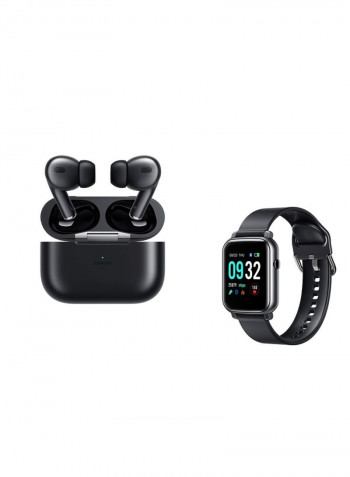 360mAh True Wireless In-Ear Headset With Water Proof Smartwatch Combo Offer BLACK