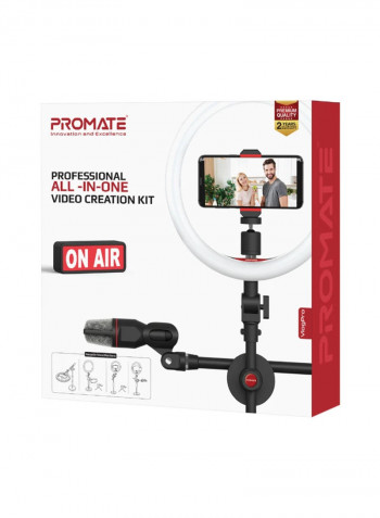 All-In-One Vlogging Accessories With Stand Black/Grey/Red