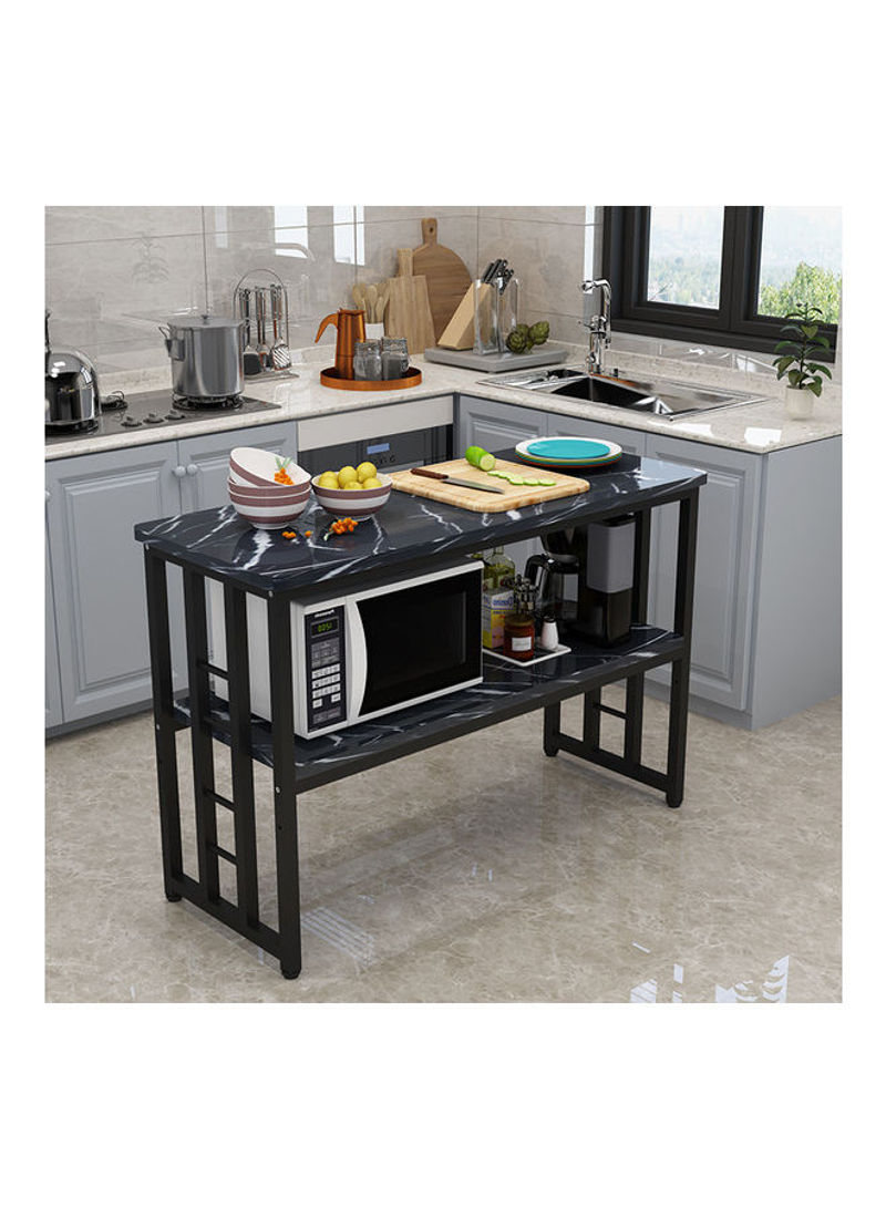 Double Layer Kitchen Storage Table Black 77x40x85cm
