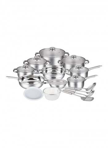 21 Piece Stainless Steel Cookware Set Silver