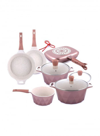 9-Piece Crystal Cookware Set Pink