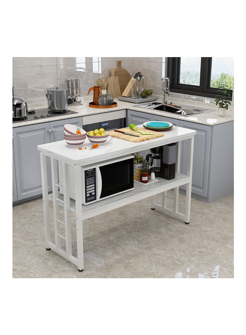 Double Layer Kitchen Storage Table White 77x40x85cm