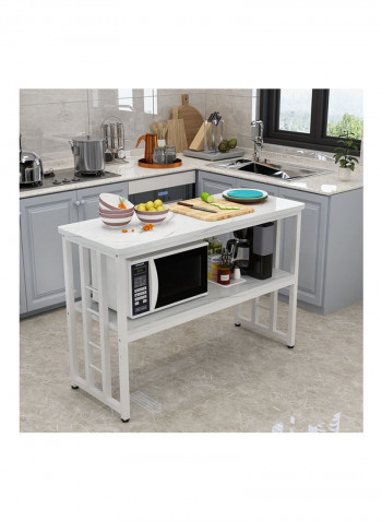 Double Layer Kitchen Storage Table White 77x40x85cm