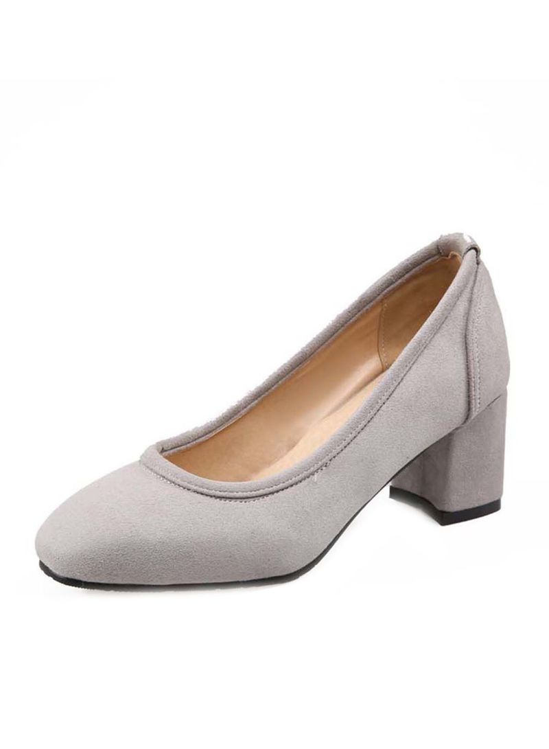 Suede Pull-on Pumps Grey