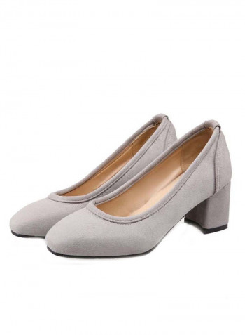 Suede Pull-on Pumps Grey