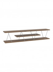 Tars Modern TV Stand Walnut Chrome 143 x 32 x 31centimeter