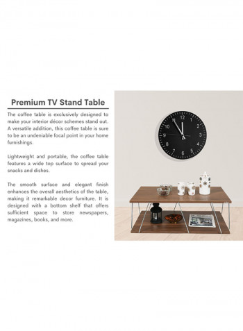 Tars Modern TV Stand Walnut Chrome 143 x 32 x 31centimeter
